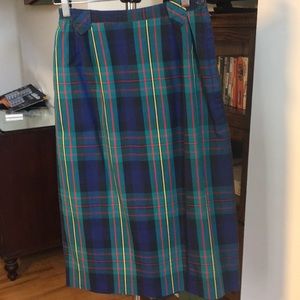 Vintage Plaid Cotton Pencil Skirt